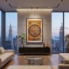 Imperial Yunjin Silk Kalachakra Mandala Thangka | Embroidery in Wall Hangings by Dynasty Artisan. Item made of wood with fabric works with eclectic & maximalism & asian style