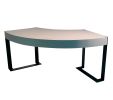 DK-95 Desk Arc Shaped in Smoke Gray Ash | Tables by Antoine Proulx Furniture, LLC. Item made of wood & steel