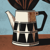 Coffee pot with white tulips | Prints in Paintings by Paul Manwaring Fine Art Prints. Item made of paper compatible with contemporary and modern style