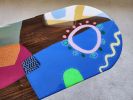 Oval Colorful Abstract Pop Art Side Table,Modern Resin Table | Coffee Table in Tables by Epoxy Coffee Table Shop. Item composed of wood compatible with boho and mid century modern style
