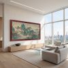 Hand-Painted Blue Green Landscape Song Dynasty Silk Art I | Oil And Acrylic Painting in Paintings by Dynasty Artisan. Item composed of wood & fabric compatible with contemporary and eclectic & maximalism style