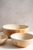 Beige Matte Stoneware Salad Serving Bowl | Serveware by Creating Comfort Lab. Item made of wood