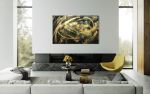 Gold and Black Accent Wall Art | Mixed Media by NAMYOONSOOART. Item made of canvas with synthetic