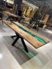 Ash Wood Table with Green Epoxy | Dining Table in Tables by Gül Natural Furniture. Item composed of walnut & synthetic compatible with minimalism and mid century modern style