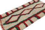 Vintage Moroccan Azilal Runner Rug with Red and Green | Area Rug in Rugs by Rug and Kilim