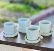 Seafoam - Twiggy Espresso cup & Saucer | Drinkware by Tomoko Ceramics | Oakland in Oakland. Item made of stoneware works with mid century modern & contemporary style