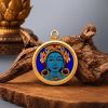 Handcrafted Green Tara Thangka Gold Pendant Amulet Jewelry | Ornament in Decorative Objects by Dynasty Artisan. Item made of metal works with contemporary & eclectic & maximalism style
