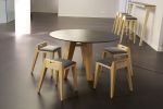 om16.2 natural ash Stool, grey fabric | Chairs by olivier moravik | Bonlieu Scène Nationale Annecy in Annecy. Item composed of wood and fabric in minimalism or contemporary style