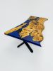 Olive Wood Blue Epoxy Table - Live Edge Conference Table | Tables by Tinella Collection | FOODWELL, Manchester in Salford. Item composed of oak wood and metal in minimalism or industrial style