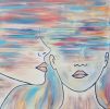 "Listening" | Oil And Acrylic Painting in Paintings by Shirly Maimom Art. Item composed of canvas and synthetic