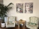 Sophia Floral 9A | Mixed Media by Tina Psoinos art + photography. Item made of synthetic