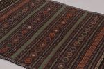 vintage Persian Soumak Kilim, Brown with Polychromatic | Area Rug in Rugs by Rug and Kilim