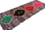 Vintage Moroccan Runner Rug in Mauve with Diamond Medallions | Area Rug in Rugs by Rug and Kilim