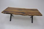 Live Edge Chestnut Solid Wood Dining Table | Tables by Tinella Collection. Item made of oak wood with metal works with contemporary & modern style