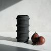 Medium Striped Cylinder Vase in Textured Black Concrete | Vases & Vessels by Carolyn Powers Designs. Item made of concrete & glass compatible with minimalism and contemporary style