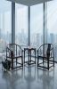 Minimalist Ming Style Imperial Horseshoe Armchair Trio Set | Chairs by Dynasty Artisan. Item composed of wood in minimalism or contemporary style