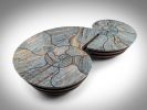 Starry Blue Marble Walnut Spiral Nesting Coffee Table Set | Tables by Dynasty Artisan. Item made of wood with marble works with minimalism & contemporary style