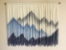 ALPS BLUE Wall Tapestry Blue Grey Mountain Landscape | Macrame Wall Hanging in Wall Hangings by Wallflowers Hanging Art. Item made of oak wood & wool compatible with boho and country & farmhouse style
