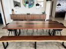 Walnut River Dining Table with Matching Bench | Tables by Chagrin Valley Custom Furniture. Item composed of walnut and steel in contemporary or modern style