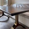 Charcoal Walnut Bronze Wishbone Table | Dining Table in Tables by YJ Interiors. Item composed of walnut and brass in mid century modern or contemporary style