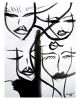 Post Op - Black and White Abstract Faces - Giclee Print | Prints in Paintings by Amy Straley. Item composed of paper in minimalism or mid century modern style