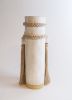 Handmade Ceramic Vase #735 in White with Tan Cotton Braid | Vases & Vessels by Karen Gayle Tinney. Item made of cotton with ceramic works with boho & contemporary style