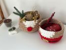 Christmas deer and Santa baskets for decoration and gifts | Ornament in Decorative Objects by Anzy Home. Item composed of fabric