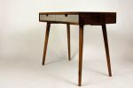 Black Walnut Mid Century Modern Office Desk with Two Light | Tables by Curly Woods. Item made of oak wood with concrete works with mid century modern style
