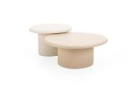 Organic Shaped Natural Plaster Coffee Table set "Sami" | Tables by Atelier BB. Item made of wood & cement compatible with minimalism and contemporary style