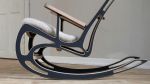 Qvist Rocking Chair & Footstool | Chairs by Peter Qvist. Item made of birch wood & fabric compatible with minimalism and contemporary style