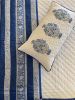 Signature Indigo Motif Cushion Cover with Embroidery | Sham in Linens & Bedding by Jaipur Bloc House. Item composed of cotton