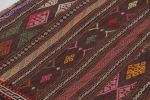 Vintage Persian Soumak Kilim, Deep Brown with Jewel Tone | Area Rug in Rugs by Rug and Kilim