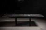 1957 Extendable Handcrafted Black Oak Dining Table | Tables by Aeterna Furniture. Item composed of oak wood