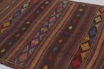 Vintage Persian Soumak Kilim, Vibrant Diamonds on Rich Brown | Area Rug in Rugs by Rug and Kilim