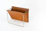 Chic Tuscan Leather Magazine Holder: Modern & Lightweight | Rack in Storage by Szostak Atelier. Item made of metal & leather compatible with minimalism and mid century modern style