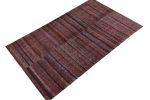 Vintage Paneled Kilim in Purple, Blue and Brown Stripe | Area Rug in Rugs by Rug and Kilim