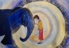Elephant Spirit Animal | Oil And Acrylic Painting in Paintings by Elena Parau. Item made of paper compatible with boho and minimalism style