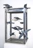 Caged Birds, steel structure with clay bird scuptures | Sculptures by Susan Hostetler Studio