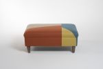 Marlow Large footstool upholstered in colour block geometric | Chairs by Sadie Dorchester. Item composed of cotton
