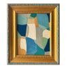Abstract Blue Colorblock Oil Painting in Vintage Frame | Oil And Acrylic Painting in Paintings by Suzanne Nicoll Studio. Item composed of wood & canvas compatible with mid century modern and contemporary style