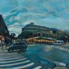 Lincoln Road and Flatbush Brooklyn at Dusk | Oil And Acrylic Painting in Paintings by Noel Hefele. Item composed of canvas & synthetic