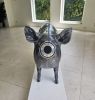 "Greedy pig" fully functioning metal freestanding safevault | Sculptures by JAN PAUL. Item composed of steel in contemporary or eclectic & maximalism style