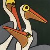 Pelicans | Oil And Acrylic Painting in Paintings by Jeff Kapfer | Angad Arts Hotel in St. Louis. Item made of canvas