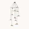 Emily V8 Pendant Light – Gold Semi-Matte | Chandeliers by MOSS Objects. Item made of oak wood with steel works with contemporary & modern style
