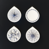 4 Blue Stitched Geometric Ceramics | Wall Sculpture in Wall Hangings by Elizabeth Prince Ceramics. Item composed of ceramic compatible with mid century modern and contemporary style