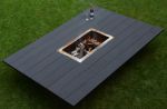 Low, XXL outdoor table with open fire pit. | Picnic Table in Tables by Craft-B. Item composed of wood and metal