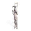 "Omino con sedia" (Tiny man with chair) | Sculptures by MARCANTONIO. Item made of wood & bronze