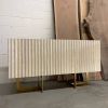 Cashmere White Brass Trio Sideboard | Storage by YJ Interiors. Item composed of oak wood and brass in mid century modern or contemporary style