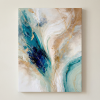 Aqua Currents — Abstract Canvas Artwork in Blue and Gold | Prints in Paintings by Alpenglow Workshop. Item made of canvas works with boho & minimalism style