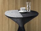Black sculptural side table, accent furniture | Tables by Donatas Žukauskas. Item composed of wood and concrete in minimalism or contemporary style
